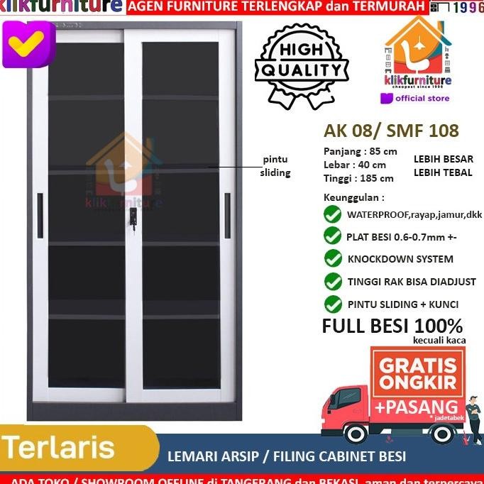 

Sale (Lebih Tebal) Lemari Arsip Besi Filing Cabinet Besi 2 Pintu Sliding Kaca Smf 108