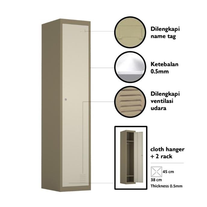 

Murah Informa Kiev Loker Besi 1 Pintu - Cokelat Muda