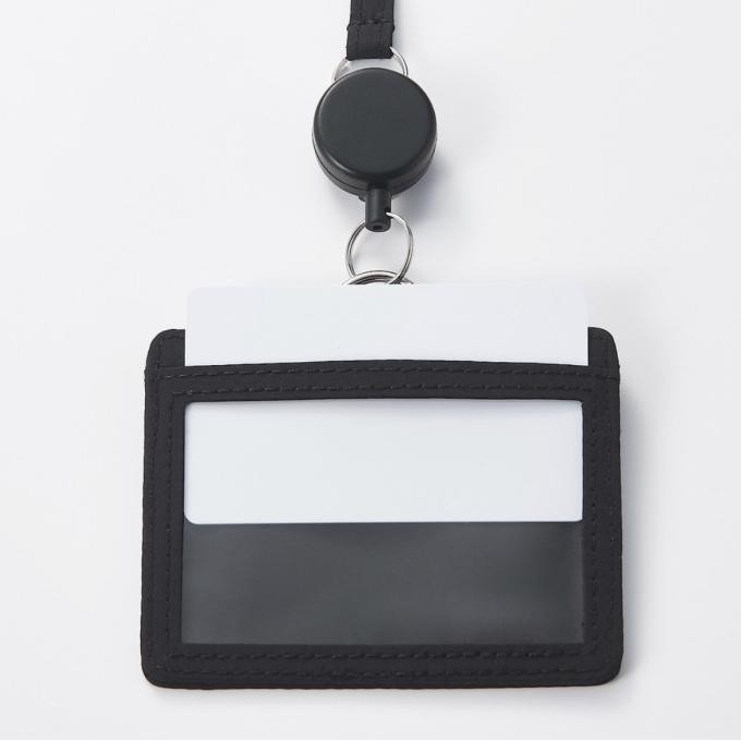 

Promo Muji Stretchy Polyester Card Holder W Reel Black/Name Tag Id Card Hold