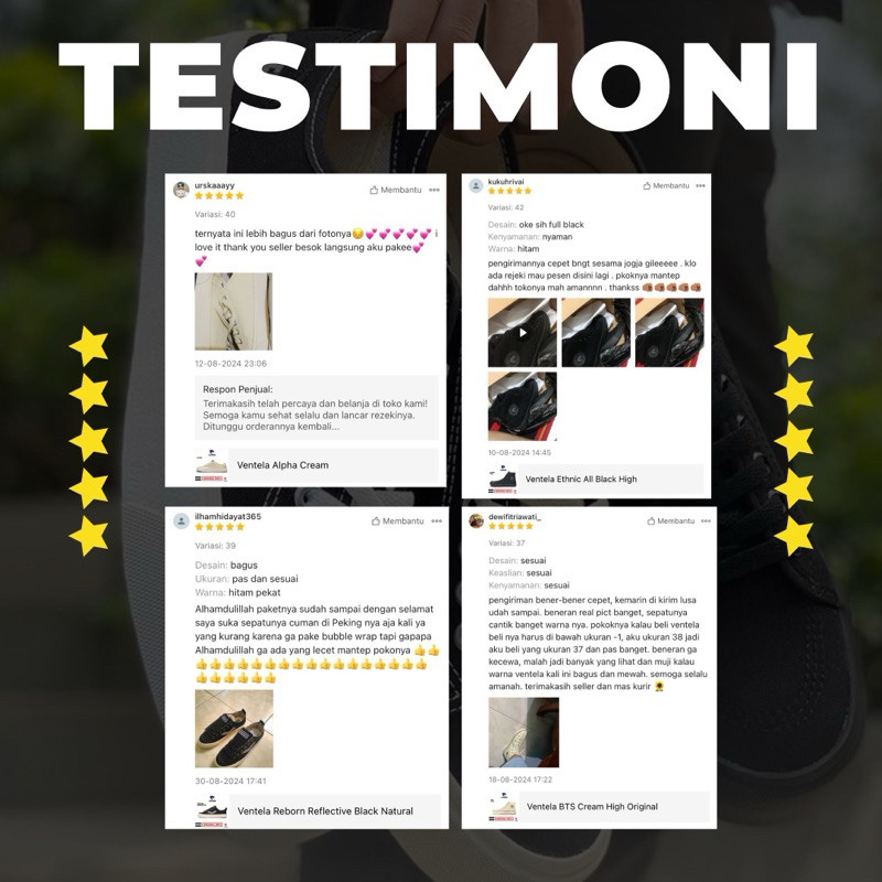 New VENTELA Sepatu Ventela Public Black Natural High Original Made In Indonesia