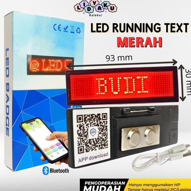 

Sale Led Papan Nama Berjalan/Led Badge/Nametag Led/Bluetooth Android Ios
