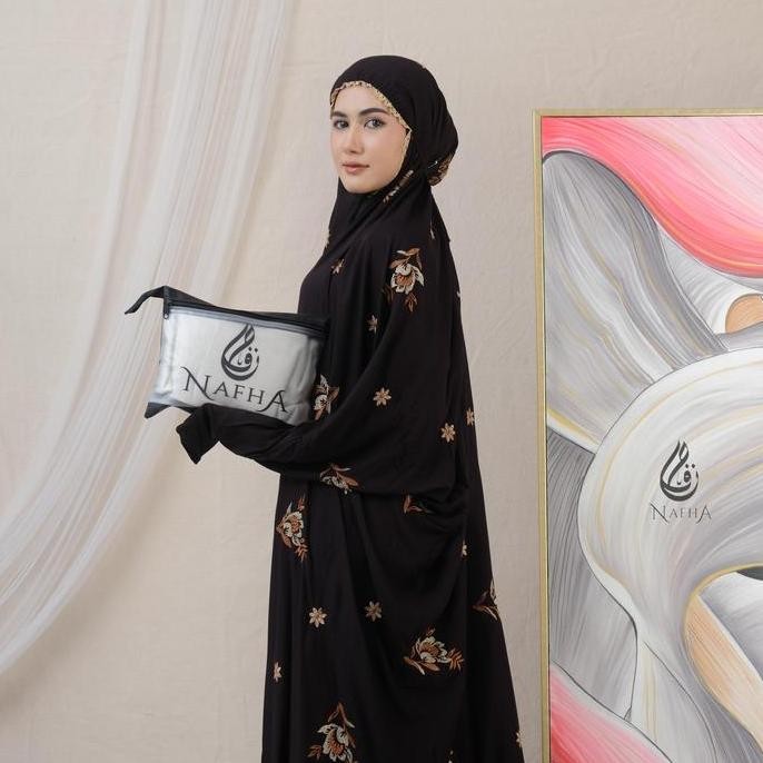 Diskon Nafha - Mukena Terusan Dewasa Bordir Sheila Mukenah Katun Rayon Wanita Muslim Panjang Traveli
