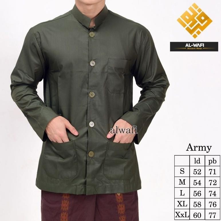 Promo Ramadhan Baju Koko Pria Dewasa Lengan Panjang 2024 Baju Koko Haibah Model Ammu Saku Depan Excl