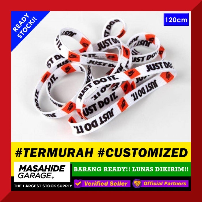 Just Do It Laces Nike Limited Edition - Shoelaces Tali Sepatu - White