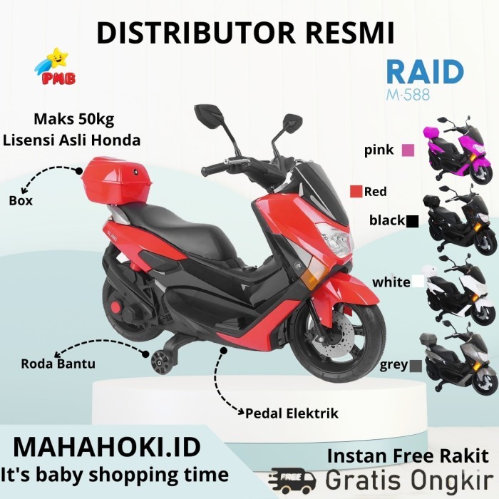 TERBARU MOTOR AKI MAINAN ANAK PMB M-588 NMAX RAID SCOOTER MOTOR LISTRIK MURAH