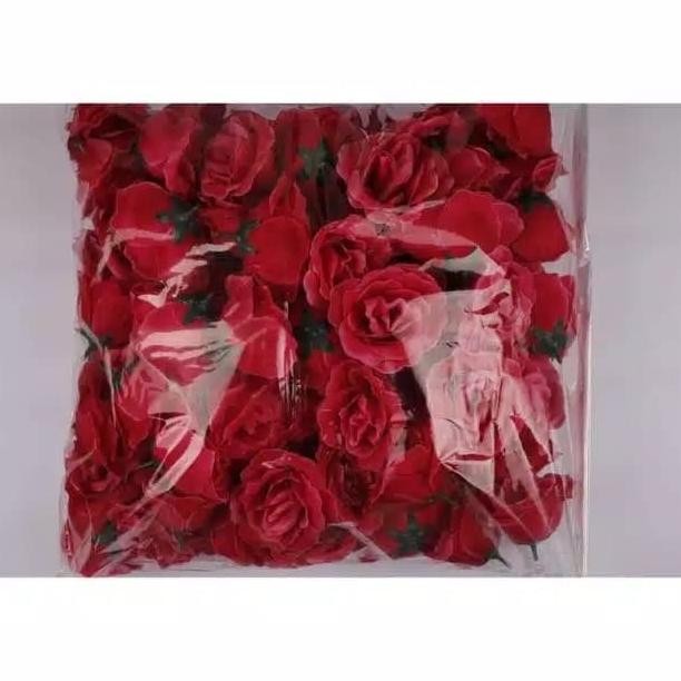 Rose Tanpa Tangkai Isi 100 Pcs . Bunga mawar mak artificial. Kepala ma
