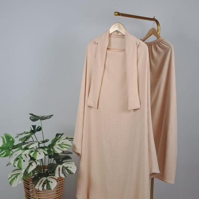 One Set Baju Gamis Syari Wanita Terbaru French Khimar Set Rok Jumbo Sofiadwiputri