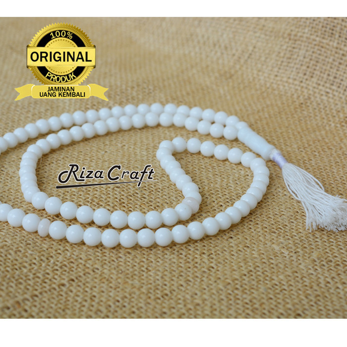 Best Seller Tasbih Muslim Batu Akik Giok Putih Salju Asli Alam Natural 99 Butir