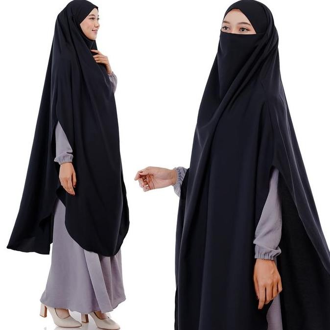 Miliki Medina French Khimar Long Oval Wolfis Premium Forzaleta Free Cadar, Frenchkhimar Woolpeach Fo