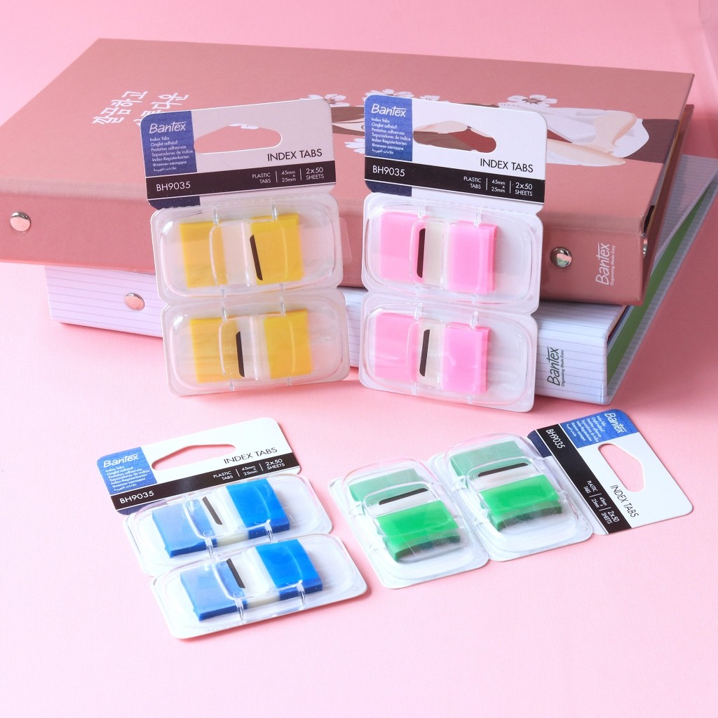

[Stationery Spectrum] Bantex Index Tab Multi Color Plastik / Pembatas / Penanda Halaman 45x25 mm BH9035