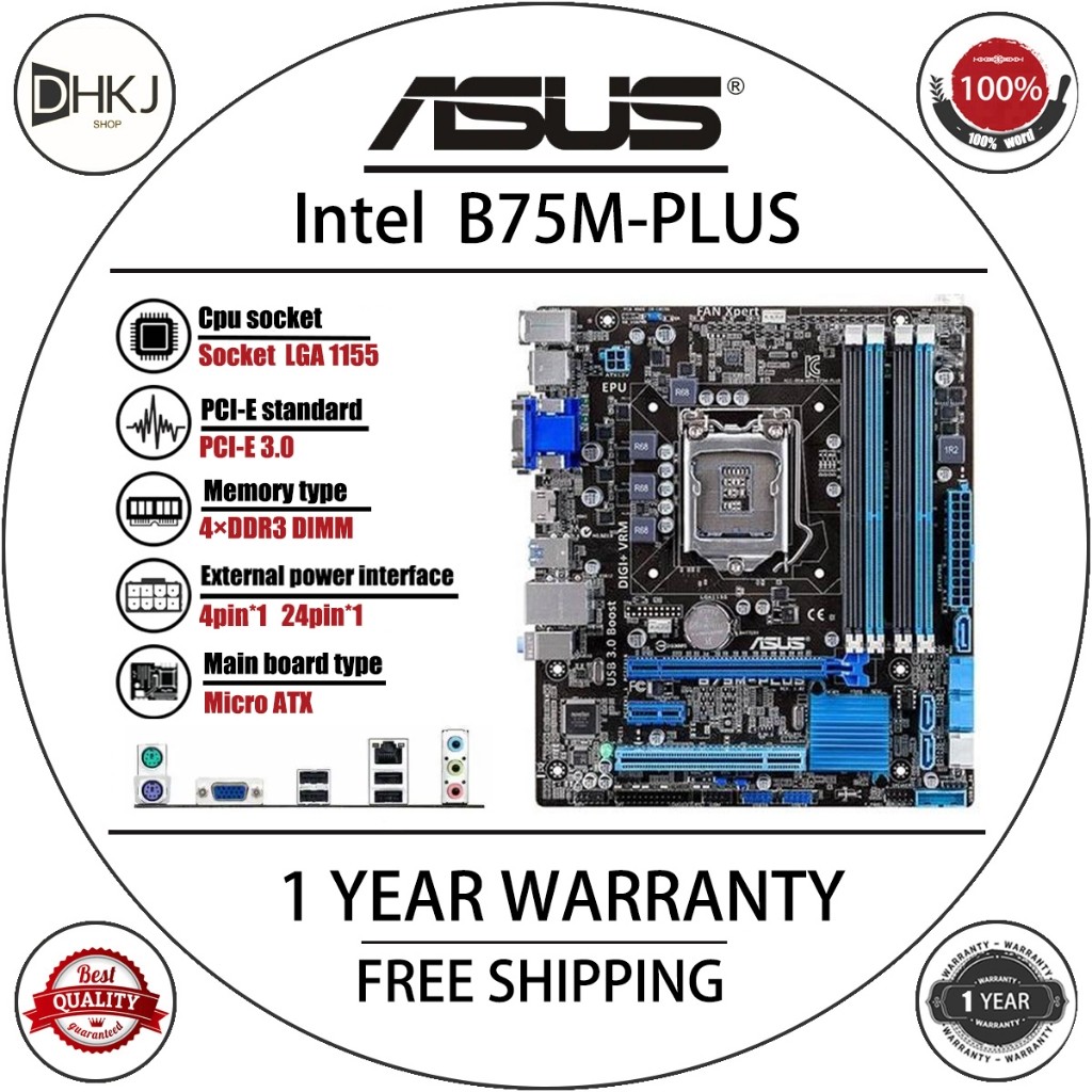 Motherboard Desktop Asus B75M-PLUS Bekas Soket B75 LGA 1155 I3/5/7 DDR3 32G MATX UEFI BIOS Asli |w3L
