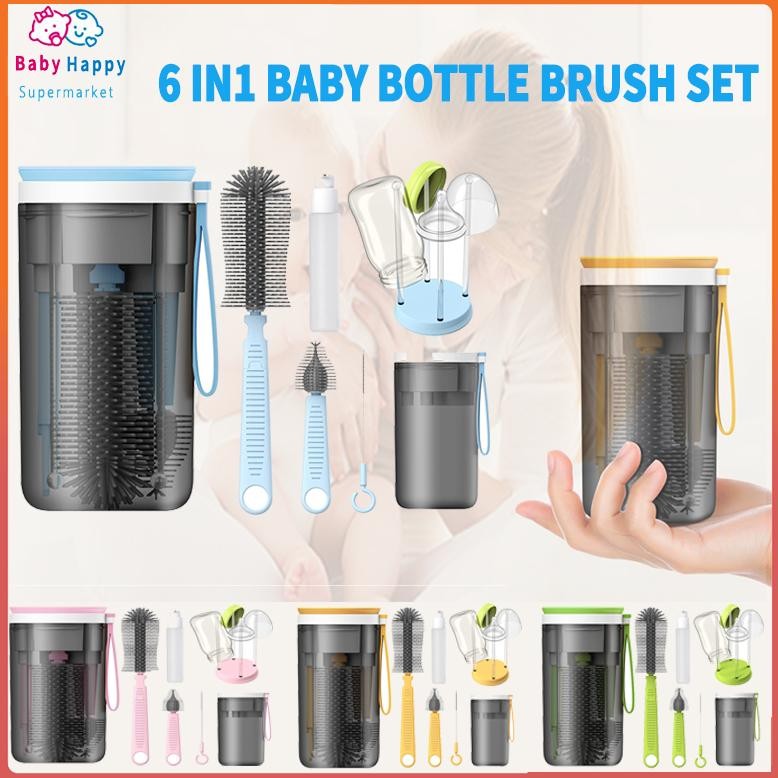 KAPAL 24 JAM 6in1 Yotime Home Travel Baby Set Sikat Botol Silikon Rak Drainase Multifungsi Membersih
