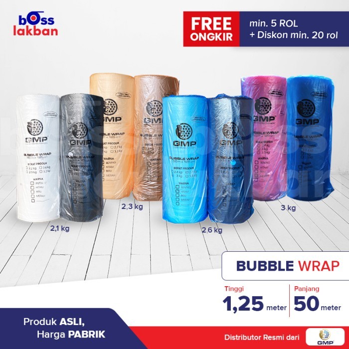 

Bubble Wrap Gmp 125 Cm X 50 Meter Hitam Bening Merah Biru