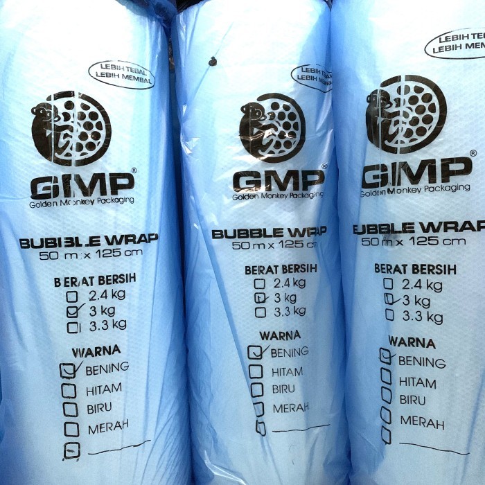 

Bubble Wrap Murah Warna Putih Gmp Biru 125 Cm X 50 Mtr X 3 Kg & 2,7 Kg