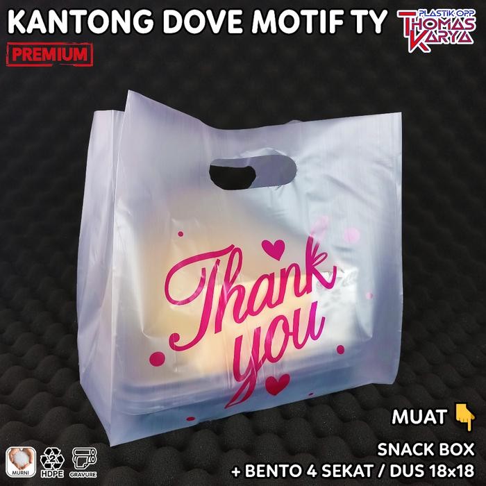 

Plastik Dove 25X35 Motif Thank You Pink Isi 50 Kantong Mika Bento Sekat 4 / Box 20X20