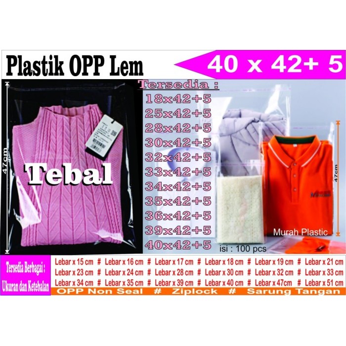 

Plastik Opp Tebal 40 X 47 Isi 100 Pcs + Lem
