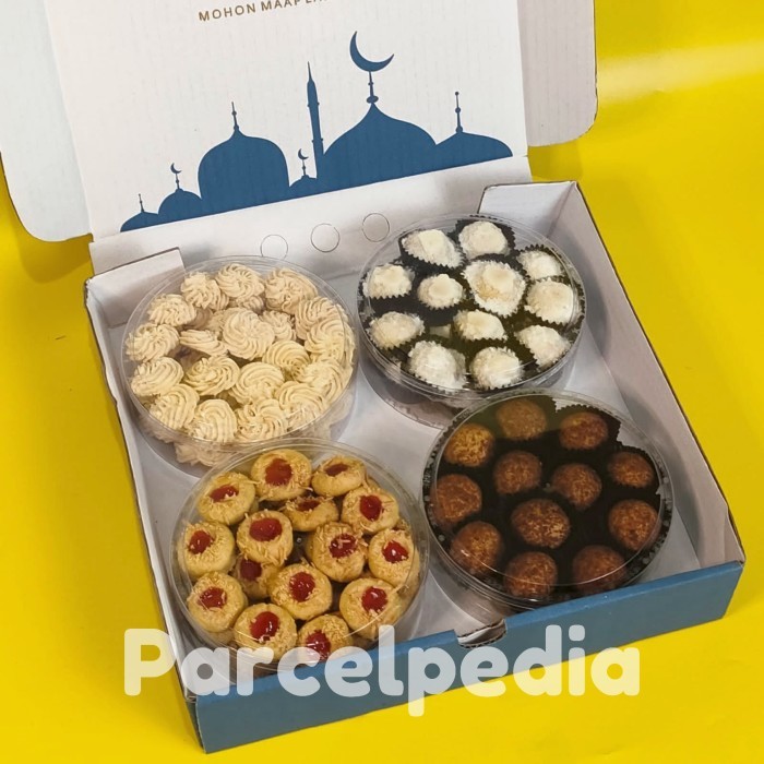 

Hampers Paket Kue Kering Lebaran Nastar Putri Salju Sagu Keju 4 Toples