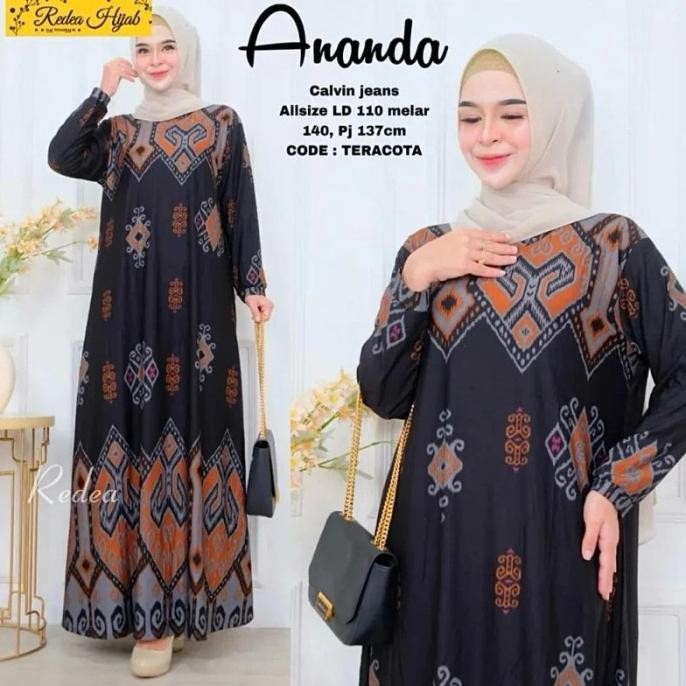 GAMIS KAOS CALVIN JEANS BATIK JUMBO DRESS PANJANG WANITA MUSLIM TEBAL Terlaris