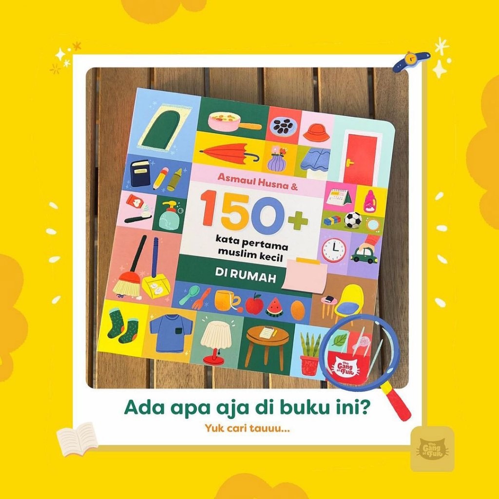Buku Anak Muslim Asmaul Husna & 150+ Kata Pertama Muslim Kecil Di Rumah Board Book