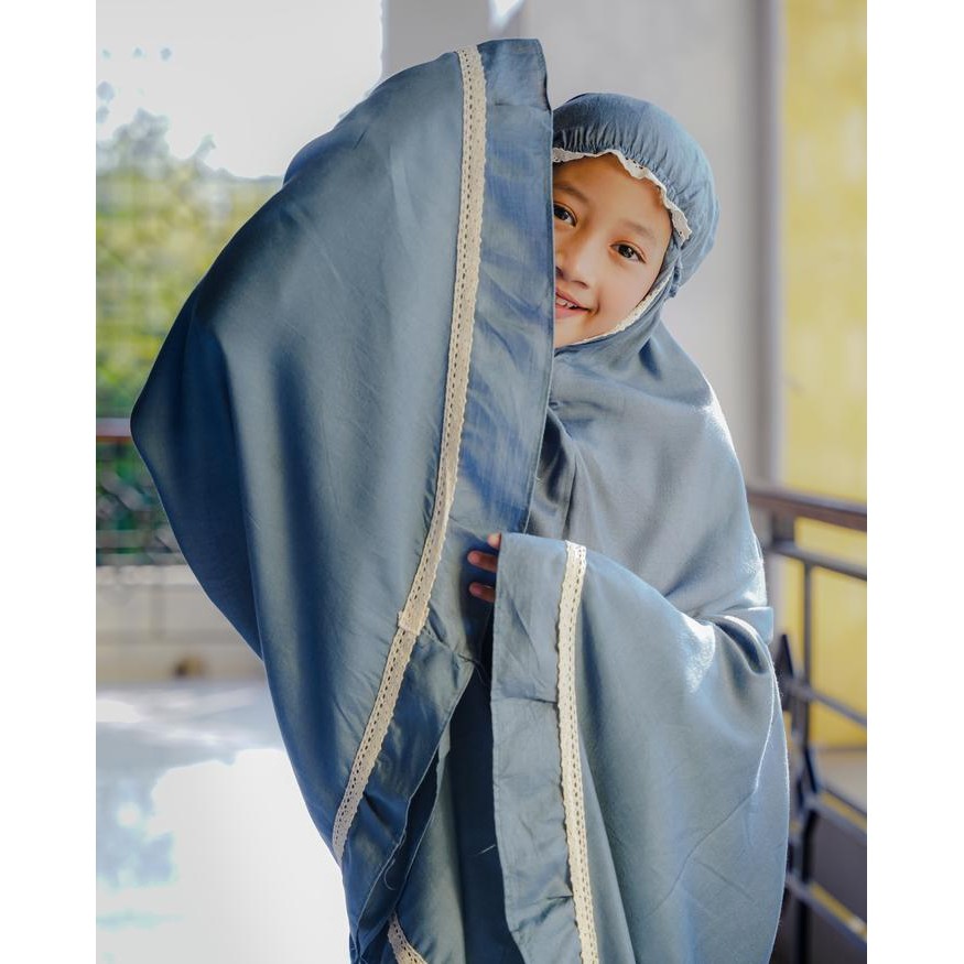 Mukena Anak 6 Sampai 10 Tahun Cantik Lembut Adem Katun Rayon Bali Motif Renda Polos Asli 100%