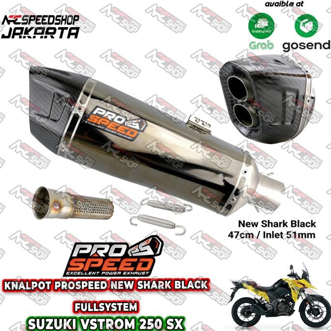 Spesial Knalpot Prospeed Shark Black V-Strom V Strom 250 Sx  Vstrom Fullsystem