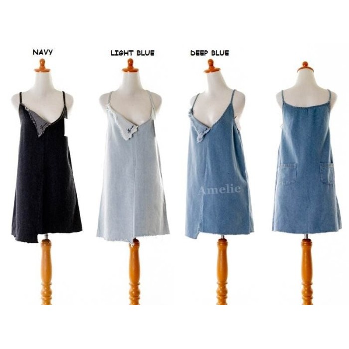 Terbaru Overall Jumpsuit Mini Dress Denim Jeans Wanita Korea Import Ab834718 Best Seller