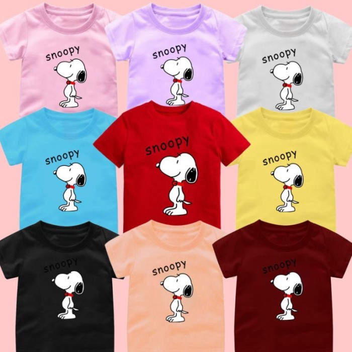 baju kaos anak cowok cewek gambar Snoopy usia 1-12tahun