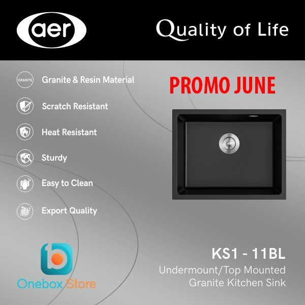 AER Undermount Sink Granite Bak Cuci Piring Granit KS1 11 BL