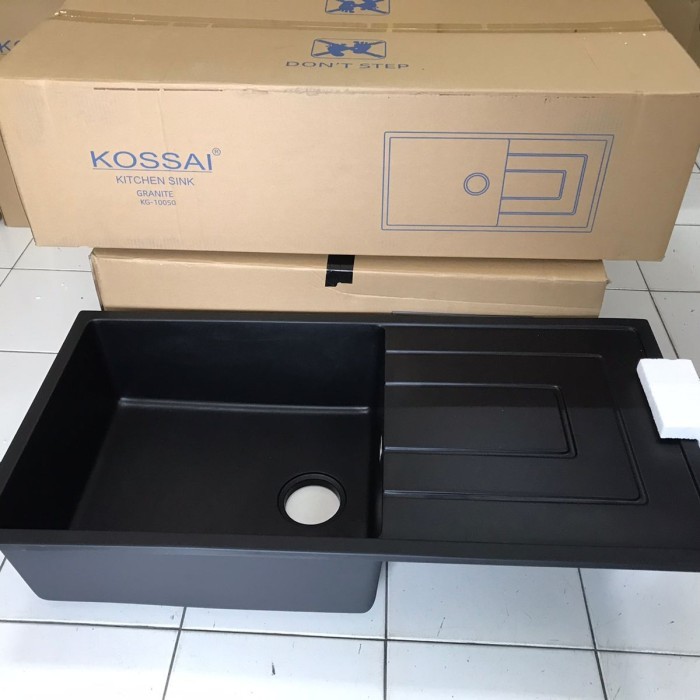 Kitchen Sink Granite Hitam 1 Lubang Sayap Kossai KG 10050 Sink Granite