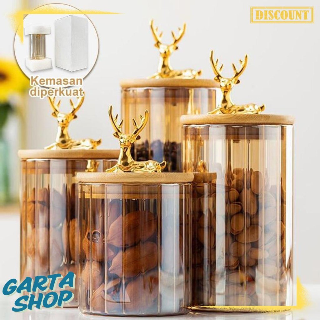 Catking{Ready Stock}Toples Makanan Serbaguna Toples Gold Toples Aesthetic Toples Kue Toples Kaca Leb