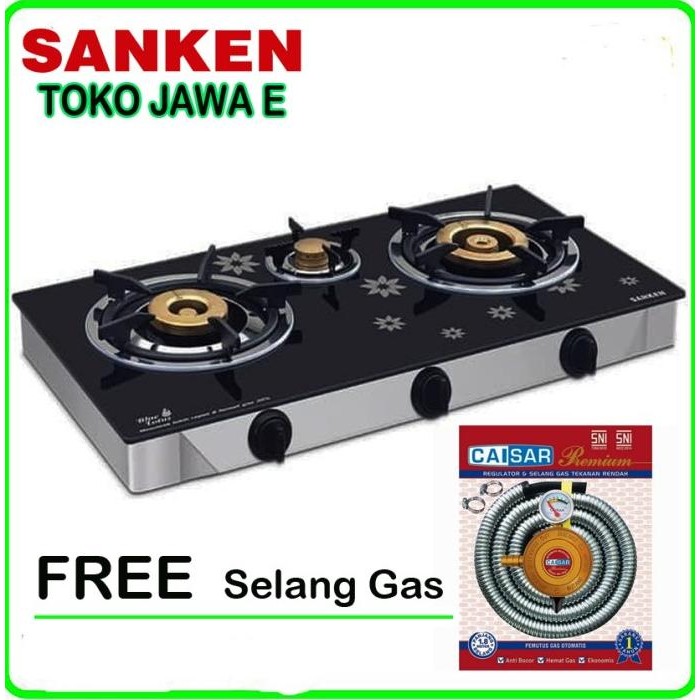 Sanken SG-533FS Kompor Gas 3 Tungku Tempered Glass Kualitas Premium