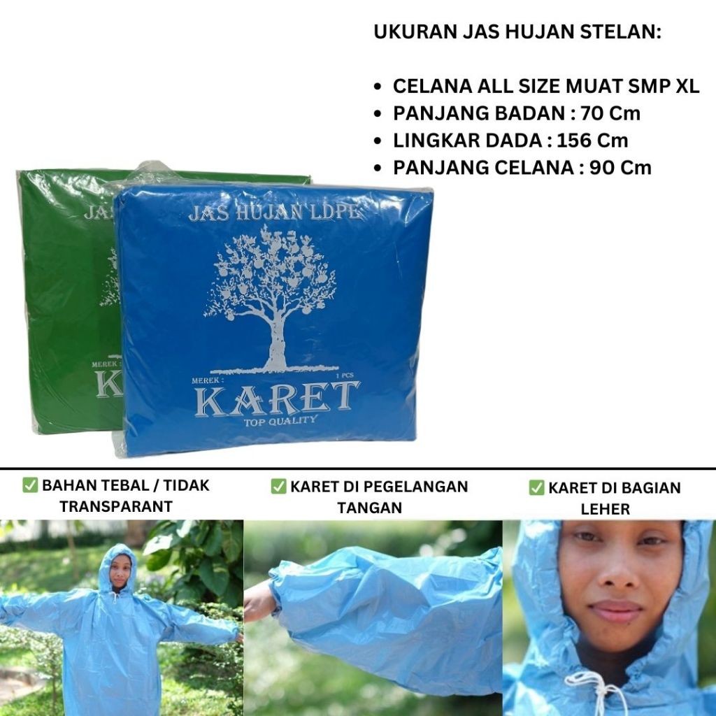 STELAN - JAS HUJAN PLASTIK LDPE STELAN / MANTEL HUJAN / JAS HUJAN STELAN CELANA / MIRIP JAS HUJAN BA
