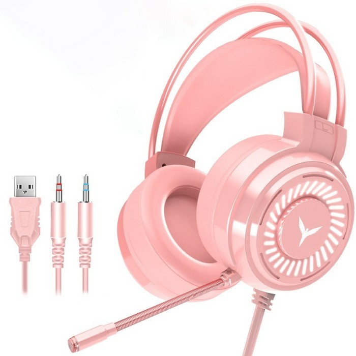 Headphone Gaming For Pc Laptop Headset Gaming Cewek Lucu Headset Pink