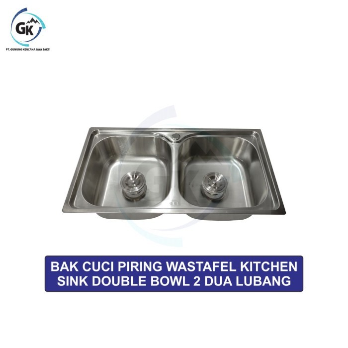 BAK CUCI PIRING WASTAFEL KITCHEN SINK DOUBLE BOWL 2 DUA LUBANG