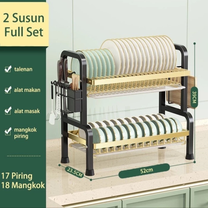 Tempat Tirisan Cuci Piring Peniris Mangkok Rak Stainless Kokoh Dish