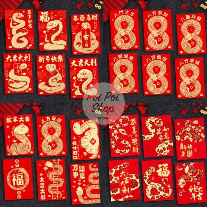 

{{{{}}] Angpao Imlek Ular 2025 Pendek Premium 3D RX Shio Ular Hongbao Angpau Grosir Murah isi 6 Pcs Tebal Motif Karakter Kartun Berkualitas Tinggi Hoki