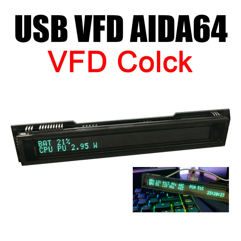 HWG VFD Display AIDA64 Sub-screen VFD Clock USB2VFD AIDA64 Chassis Display Digital Secondary Screen 