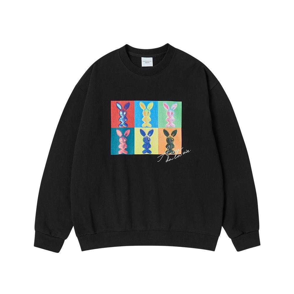 [ADLV] Alien Rabbit Popart Sweatshirt Black - Sweater Oversized Fit Unisex acme de la vie