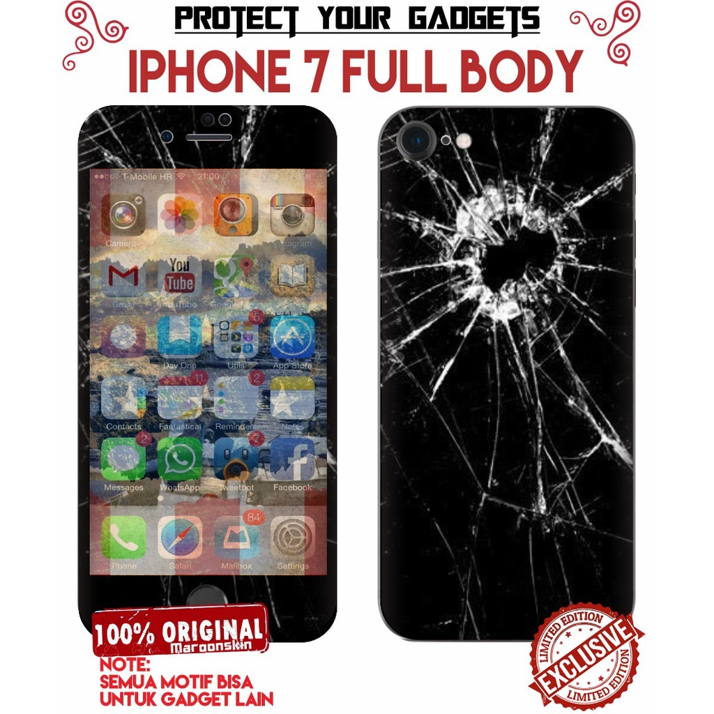 

Premium Cut - Iphone 7 Crack Terlaris Garskin Stiker / Case Custom Terlaris 2PCS/ Fullbody