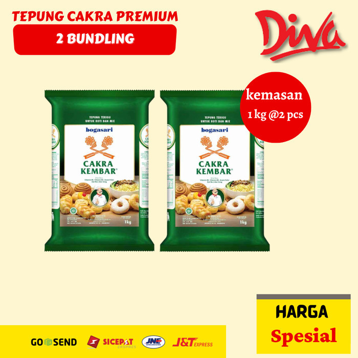 

BARANG TERLARIS Tepung Terigu Cakra Premium 1 kg x 2 pcs
