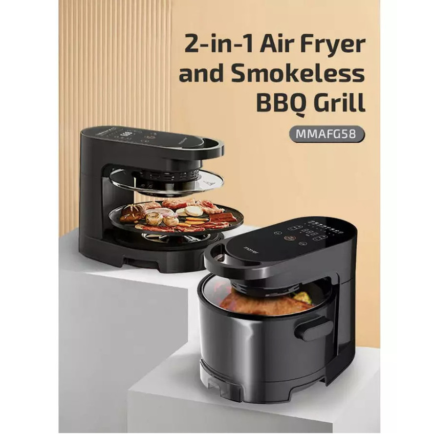 Mayer 2 In 1 Multipurpose Air Fryer & Smokeless BBQ Grill 5L Capacity (MMAFG58)