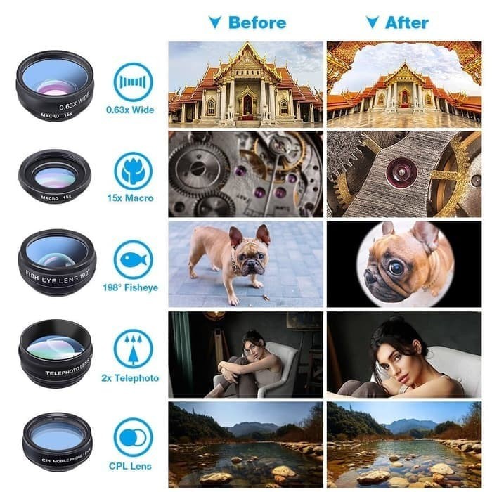 APEXEL 10 in 1 Lensa Fisheye Macro Star Wide Angle Lens DG10