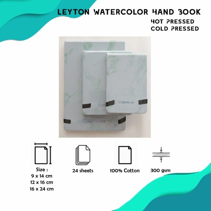 

leyton watercolor hand book cold/hot press 12x16cm 300gsm 100%cotton