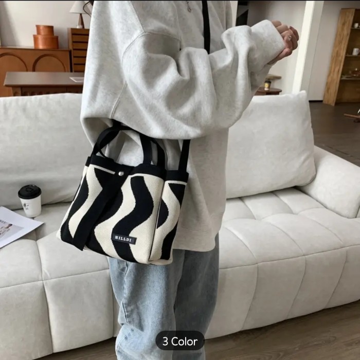 Korean Luxury Crossbody Knitted Tote Bag, Fashion Trendy Shoulder Bag/ Tas Slempang Wanita/Tas