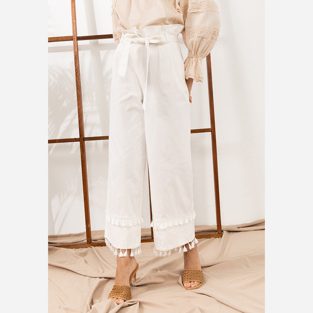 Zalia Organic Cotton Paper Bag Pants Wanita