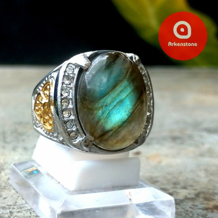 Cincin Batu Mulia Labrador Batu Bercahaya Unik