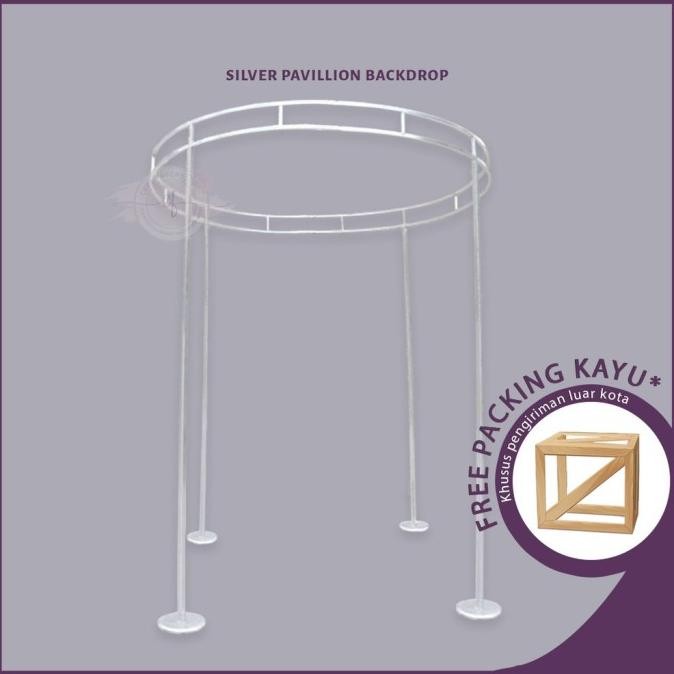 ,,,,,,,] Tiang Backdrop Wedding Silver Pavillion Backdrop