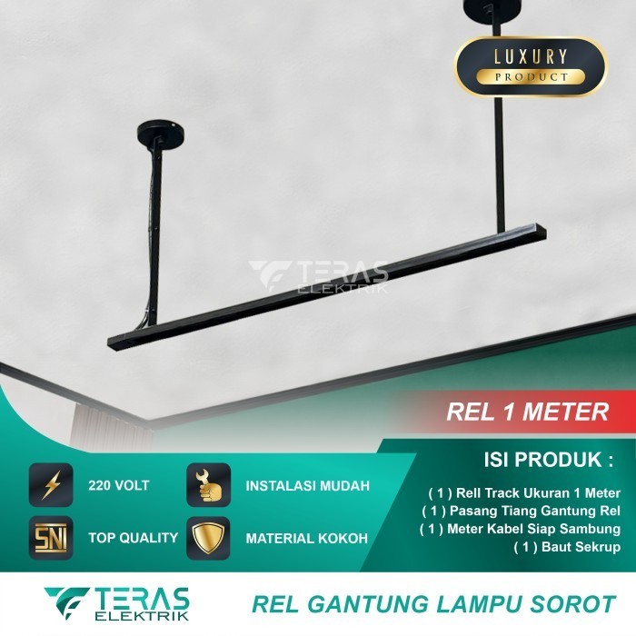 Rel gantung lampu sorot spotlight rail track khusus lampu sorot rel + tiang gantung