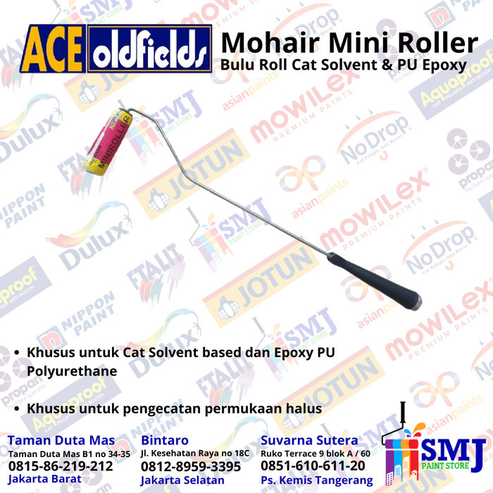 Terlaris Kuas Kapal Roll Cat Minyak dan PU ACE Oldfields Mohair Mini 110 mm SALE
