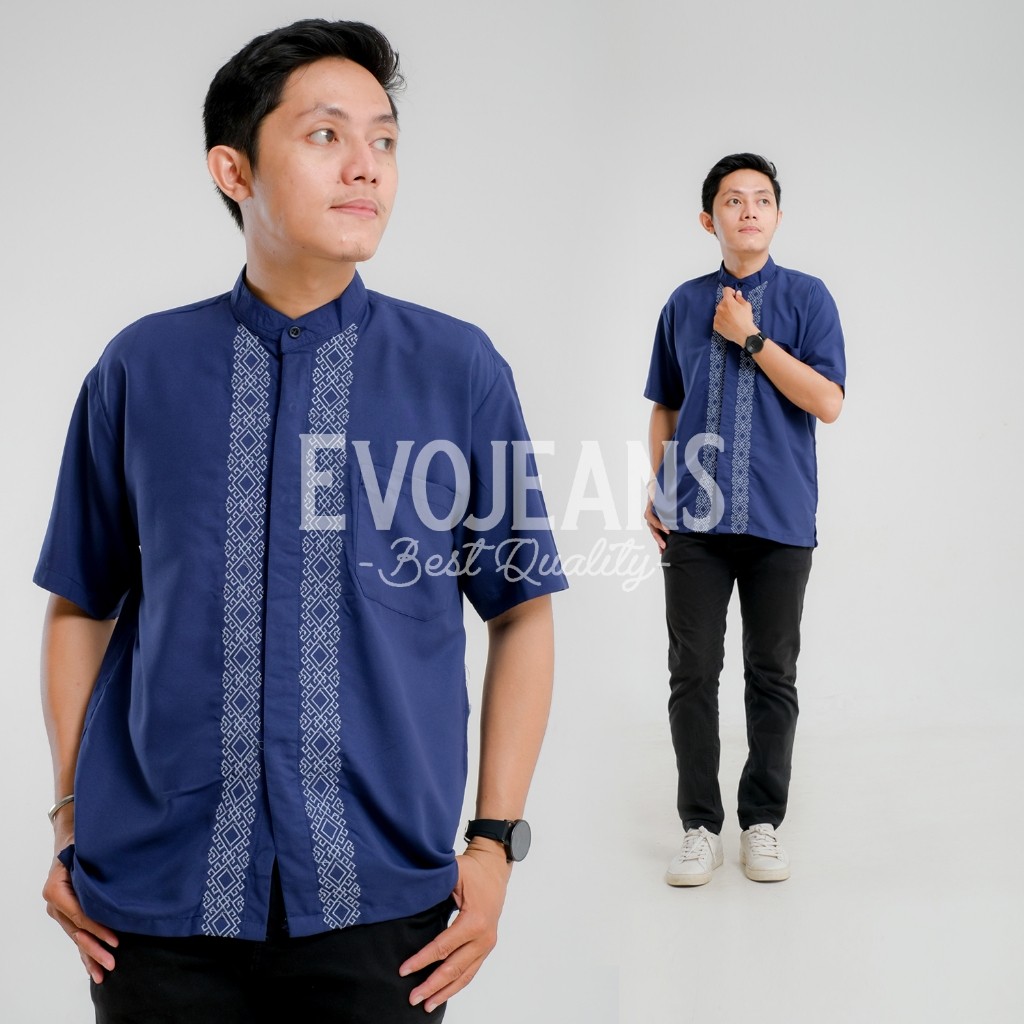 TERMURAH Baju Koko Taqwa Pria Dewasa Lengan Pendek Bahan Katun Signature Premium - Evo jeans
